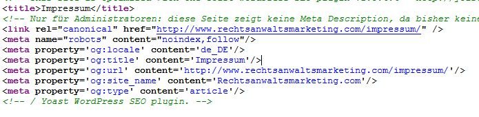 Meta-Tags mit noindex-Befehl